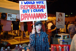 Zombie protester at Sarah Palin rally