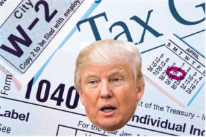 Donald Trump and his taxes, a current focus of the Clinton campaign